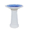 Sunnydaze Misty Blossom Glazed Ceramic Bird Bath – Blue/White - 23" H