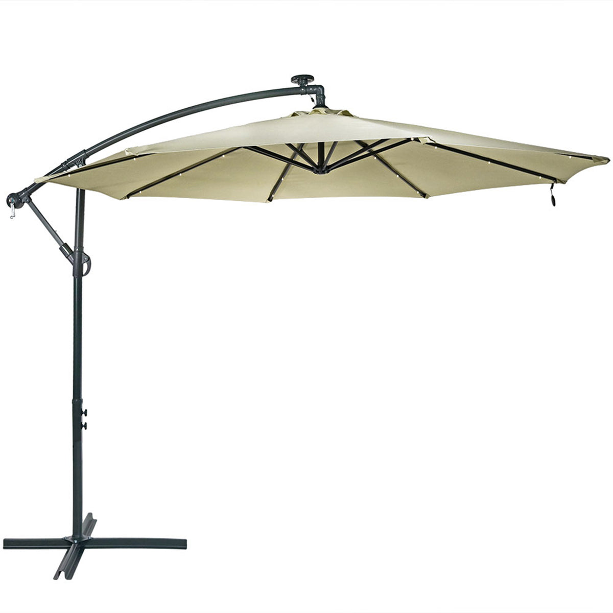 8' linen offset solar patio umbrella Sunnydaze 10' Cantilever with Cross Base This outdoor offset umbrella Length:ET70MM / 7' This Crazy (And Brilliant) blk