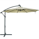 Sunnydaze Solar LED 10-Foot Offset Patio Umbrella with Cantilever, Crank, and Cross Base