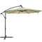 Sunnydaze Solar LED 10-Foot Offset Patio Umbrella with Cantilever, Crank, and Cross Base