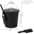 Sunnydaze 5-Gallon Fireplace Ash Bucket with Lid and Shovel and Brush