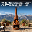 Sunnydaze 70" H Steel Outdoor Chiminea Fire Pit with Built-In Log Holder