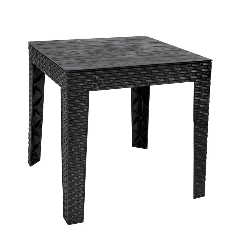 Sunnydaze 16.5" Square Patio Side Table with Faux Woodgrain Tabletop