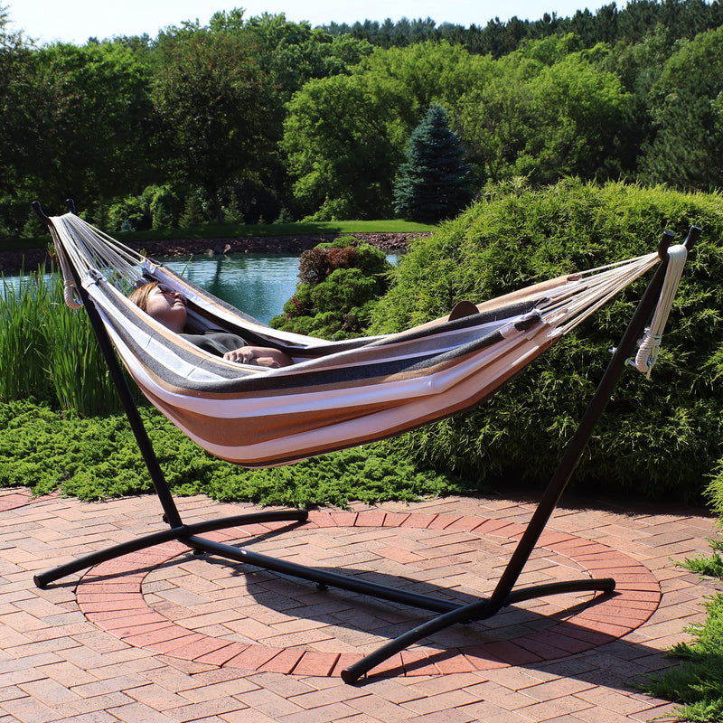 Sunnydaze Brazilian Double Hammock with Stand and Carrying Case