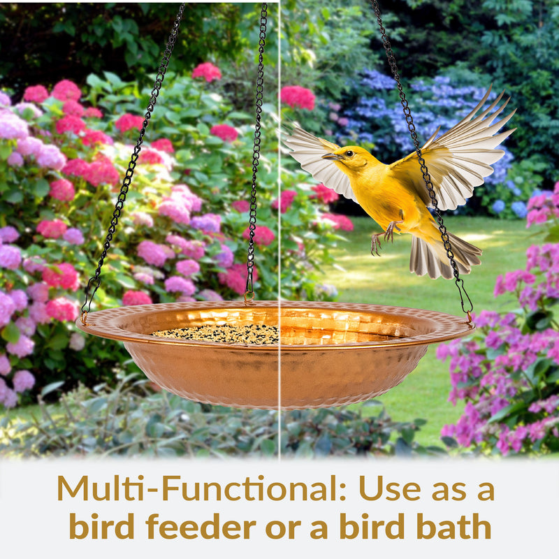 Sunnydaze Copper Bird Bath or Bird Feeder - 12" Diameter