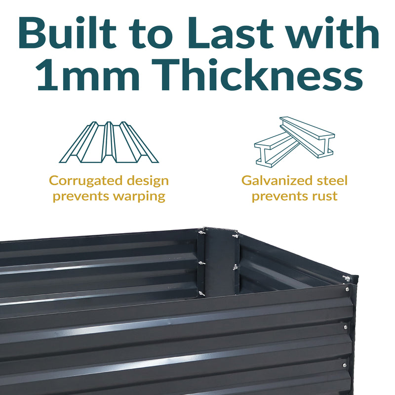 Sunnydaze Galvanized Steel Raised Garden Bed - Rectangle - 48"