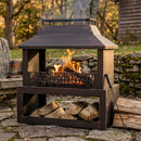 Sunnydaze Bronze Steel Outdoor Fireplace with Log Storage - 35" H