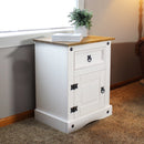 Sunnydaze Pine Nightstand with Drawer and Door - White - 26 Inches