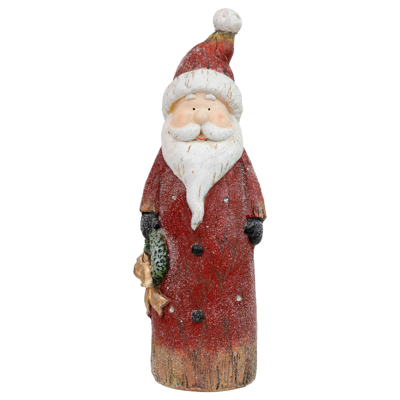 Sunnydaze Rustic Santa with Wreath Indoor Santa Christmas Decoration - 24" H