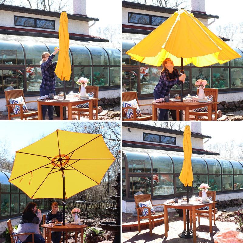 Sunnydaze 9 Foot Patio Umbrella, Aluminum with Tilt & Crank, Gold