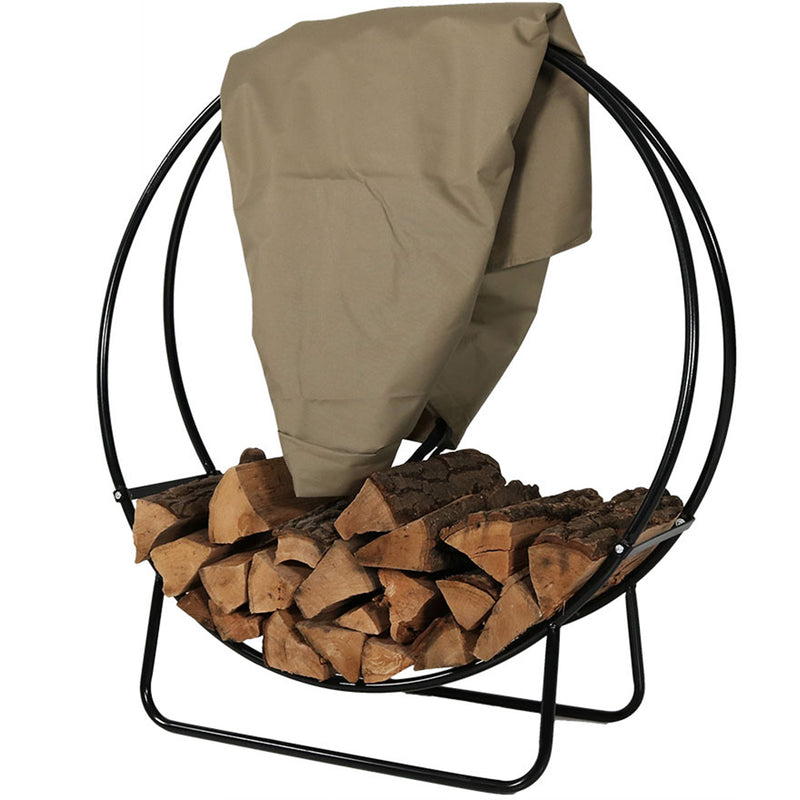 Sunnydaze Firewood Log Hoop Rack - Size & Cover Options Available