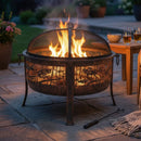 Sunnydaze Northwoods Fishing Fire Pit with Spark Screen - 30" Diameter