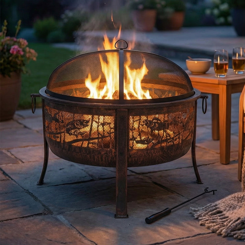 north woods fire set ノースウッズ サンゾー工務店 Sunnydaze Northwoods Fishing Fire Pit with Spark Screen - 30