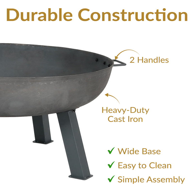 Sunnydaze Rustic Cast Iron Fire Pit Bowl with Stand