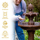 Sunnydaze 2-Tier Pineapple Solar Fountain with Battery Backup - 46" H