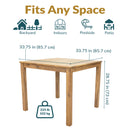 Sunnydaze Rodanthe 33.75" Acacia Wood Outdoor Dining Table - Square Patio Table