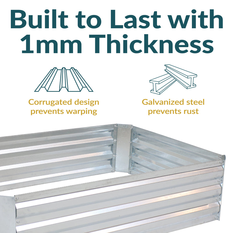Sunnydaze Galvanized Steel Raised Garden Bed - Large Rectangle - 47"