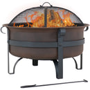 Sunnydaze 29" Cauldron Outdoor Wood-Burning Fire Pit with Spark Screen