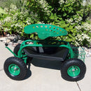 Sunnydaze Rolling Garden Cart with Work Seat and Steering Handle