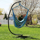 Sunnydaze Extra Large Outdoor Hanging Rope Hammock Chair Swing with C-Stand - Ocean Breeze