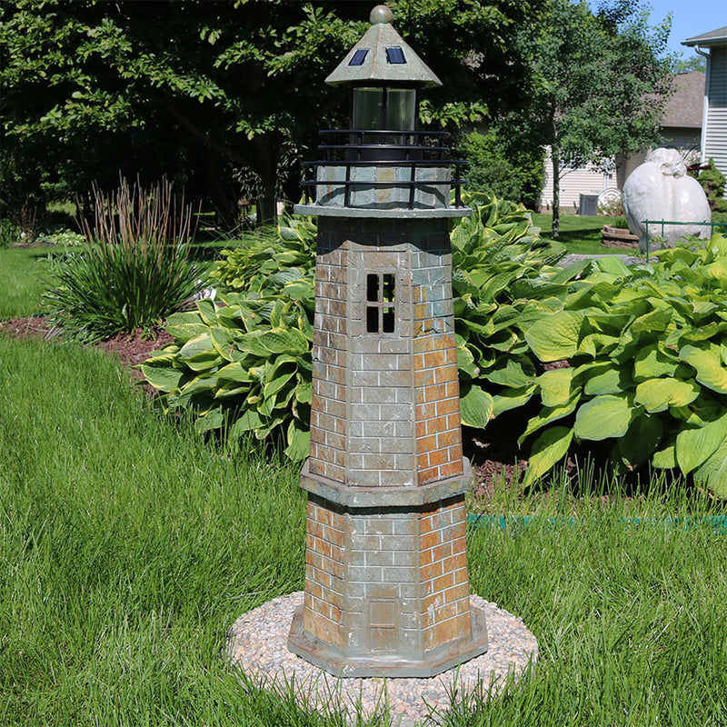 Sunnydaze Brick Solar LED Lighthouse