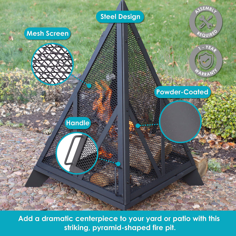 Sunnydaze Majestic Pyramid Heavy-Duty Steel Outdoor Fire Pit