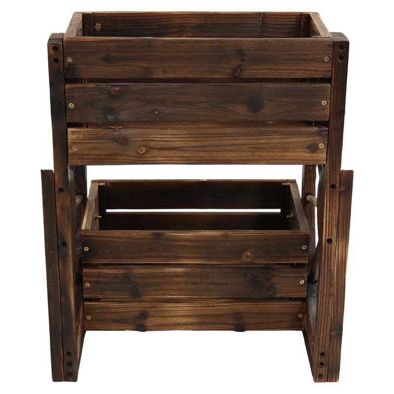 Sunnydaze Wagon Wheel 2-Tier Rustic Wood Plant Stand