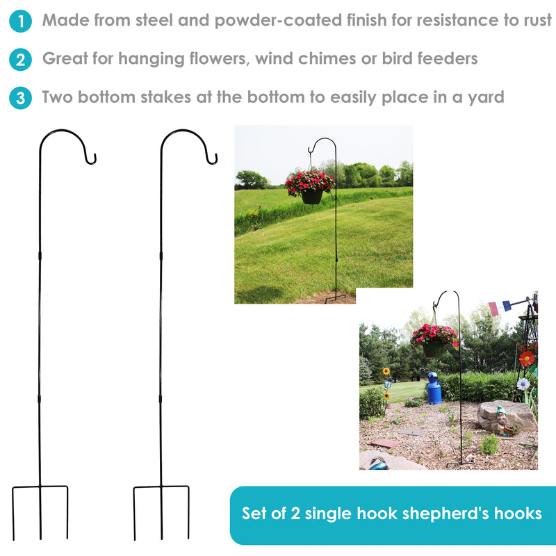 shepherd hooks for hanging plants Sunnydaze Single Shepherd Hooks - Set of 2