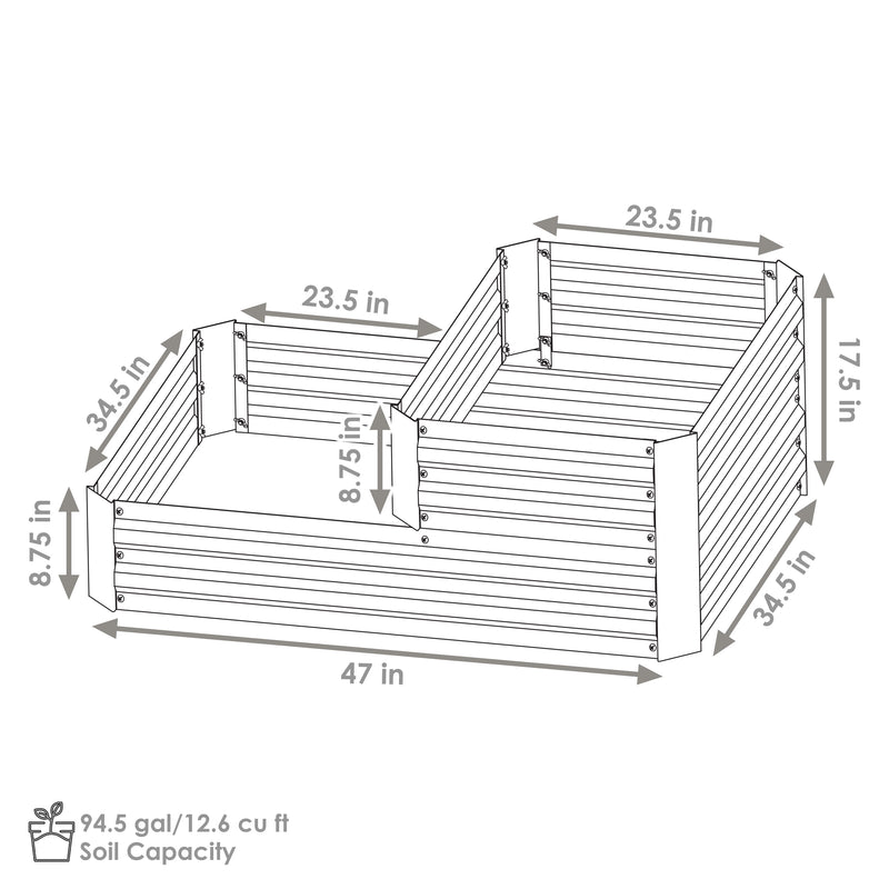 Sunnydaze 2-Tier Galvanized Raised Garden Bed - 17.5" H