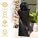 Sunnydaze Black Ball Solar Powered Fountain with Battery Backup and LED Lights - 30-Inch