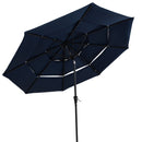 Sunnydaze 10 ft 3-Tier Large Patio Umbrella with Tilt and Crank - Navy