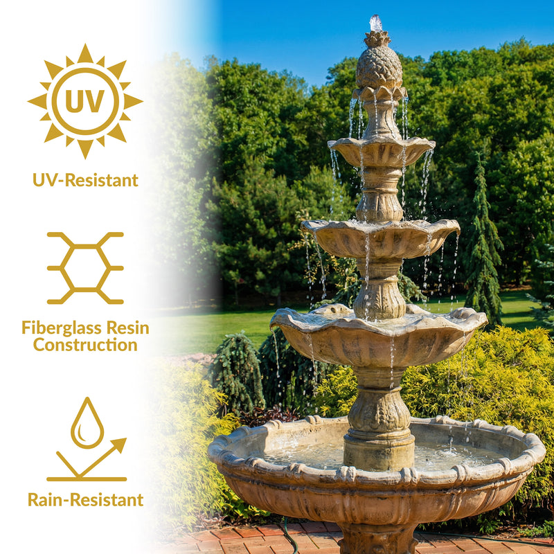 Sunnydaze 4-Tier Grand Courtyard Outdoor Water Fountain - 80