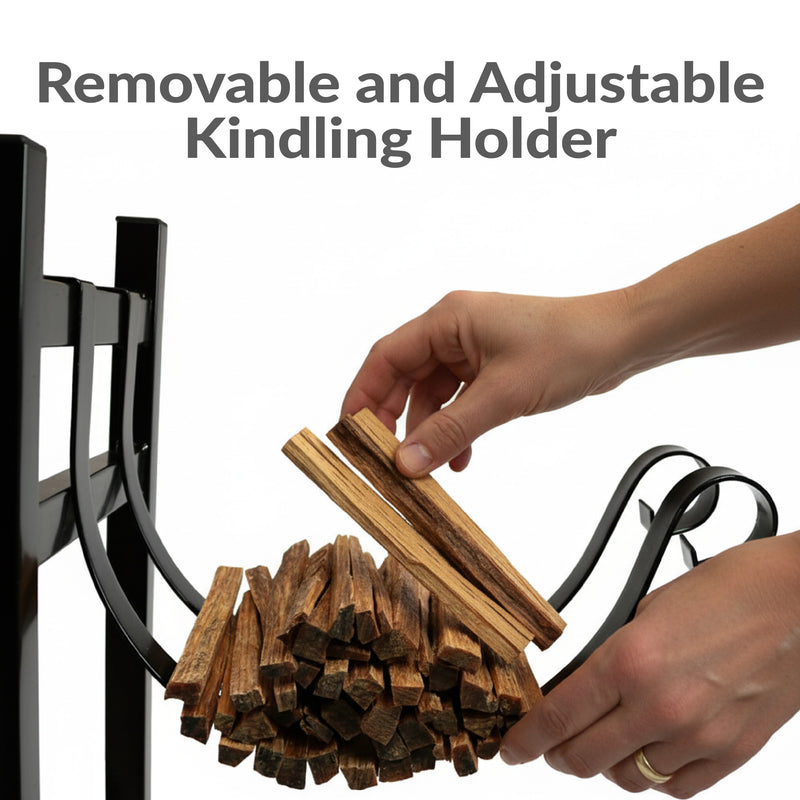 Sunnydaze Outdoor Log Storage Rack with Kindling Holder