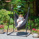 Sunnydaze Patio Hammock Chair with Stand for Outside - Steel A-Frame - Black