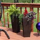 Sunnydaze Polyrattan Square Tall Wicker Planter