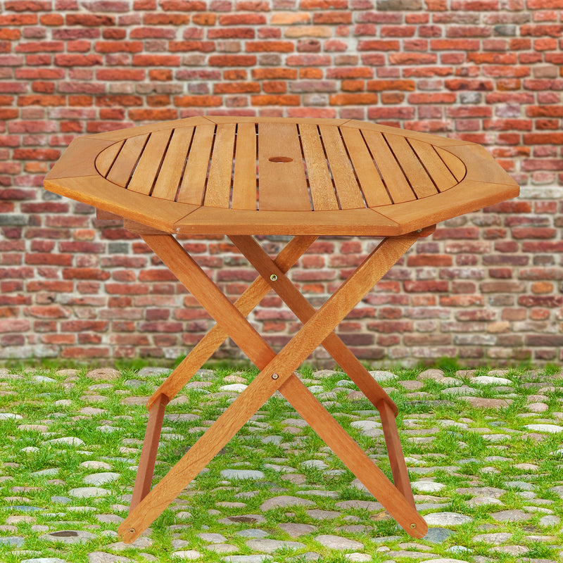 Sunnydaze Meranti Wood Octagon Outdoor Folding Patio Table
