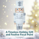 Sunnydaze Sterling the Silver Christmas Nutcracker Statue - 37" H