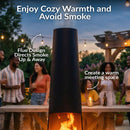 Sunnydaze 59" H Steel Fire Pit Chiminea with Built-In Log Holder