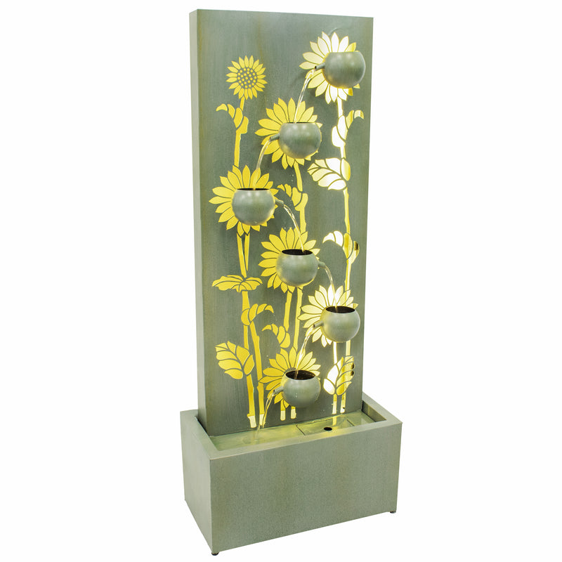 Sunnydaze Sunflower Fields Outdoor Water Fountain with Lights - 48.5"