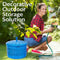 Sunnydaze Embossed Metal Garden Hose Holder Pot with Lid - Blue Patina