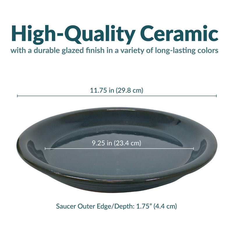 Sunnydaze Set of 4 Glazed Ceramic Planter Saucers