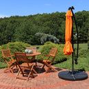 offset orange umbrella in closed position