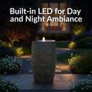 Sunnydaze Cylinder Bubble Outdoor Water Fountain with LED Light