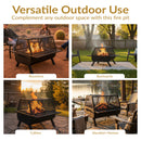 Sunnydaze Outdoor Fire Pit with Grill and Spark Screen -36" H