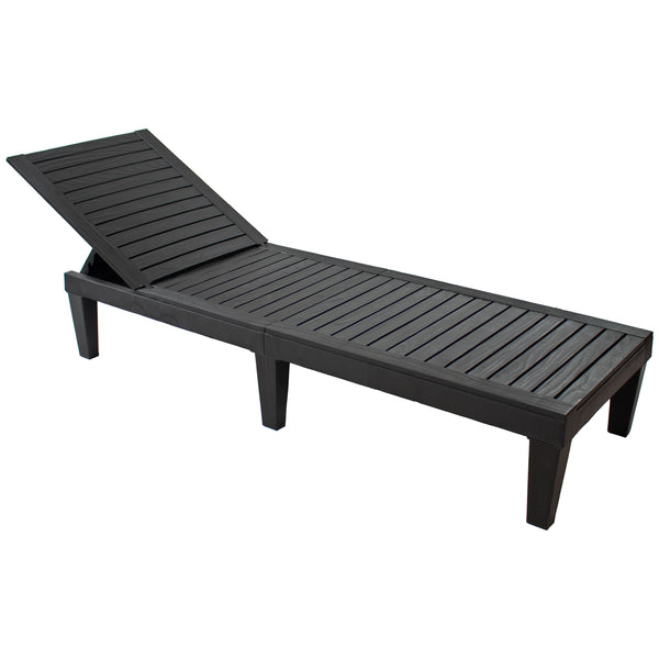 Sunnydaze 5-Position Outdoor Adjustable Chaise Lounge Chair - Black