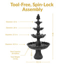 Sunnydaze 4-Tier Grand Courtyard Outdoor Water Fountain - 80" H