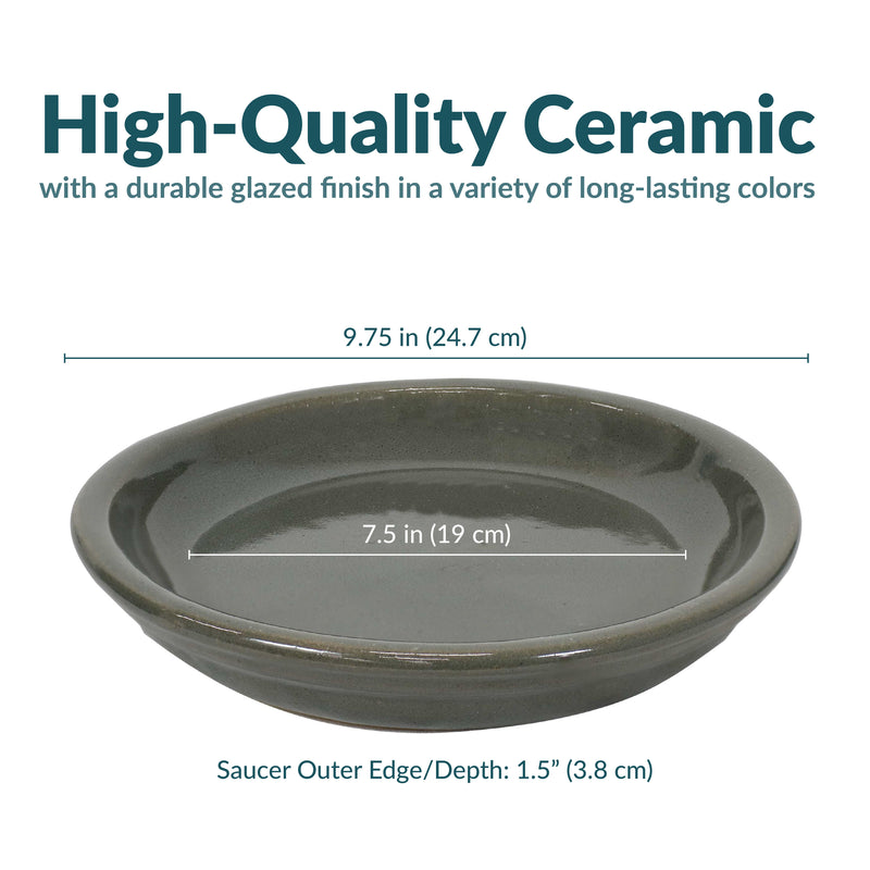 Sunnydaze Set of 4 Glazed Ceramic Planter Saucers