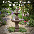 Sunnydaze 2-Tier Curved Plinth Outdoor Water Fountain - 38"