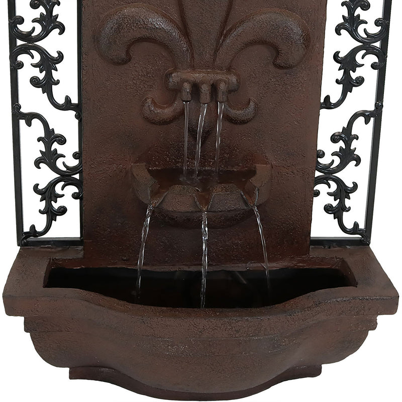 Sunnydaze French Lily Outdoor Wall Fountain with Battery Backup