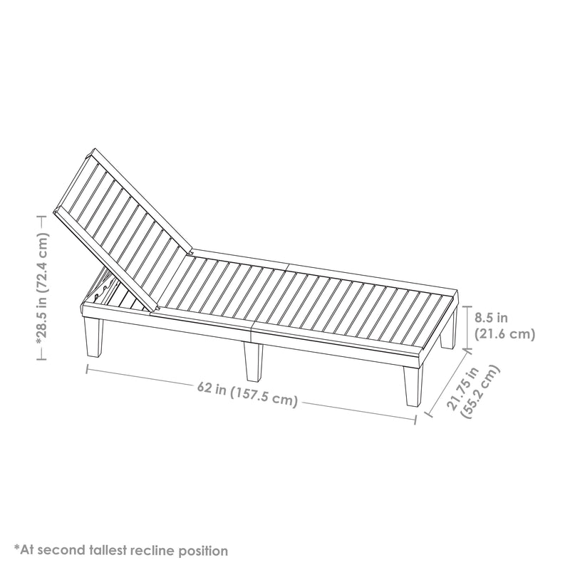 Sunnydaze 5-Position Outdoor Adjustable Chaise Lounge Chair - Black